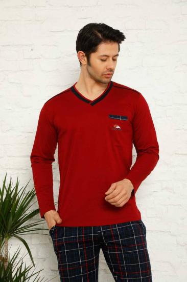 Bordo Ekoseli Uzun Kollu Erkek Pijama Takımı 1167UY
