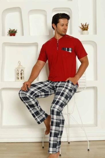 Bordo Kareli Uzun Kollu Erkek Pijama Takımı 1207KY