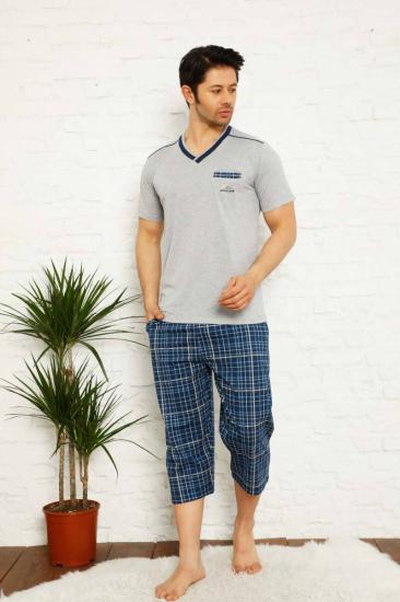 Gri Ekoseli Bermuda Erkek Pijama Takımı 1167B