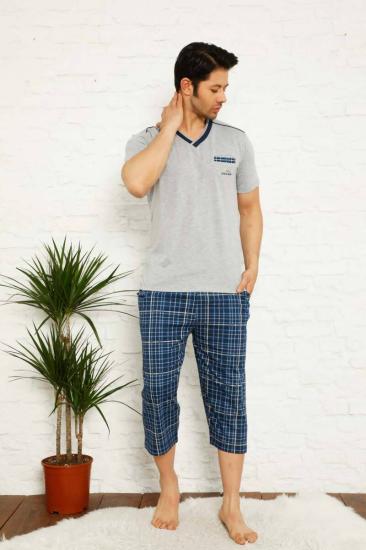 Gri Ekoseli Bermuda Erkek Pijama Takımı 1167B