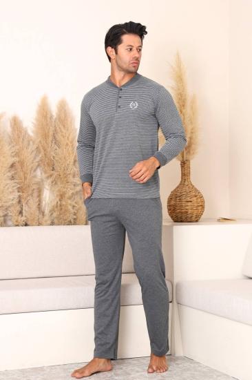 Erkek Pijama Takımı - Antrasit Uzun Kollu Penye 1219UY