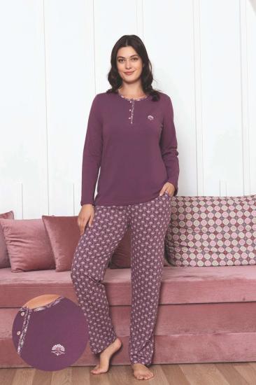 Kadın Pijama Takımı - Gülkurusu Uzun Kollu Likralı Pamuk 2890UKL