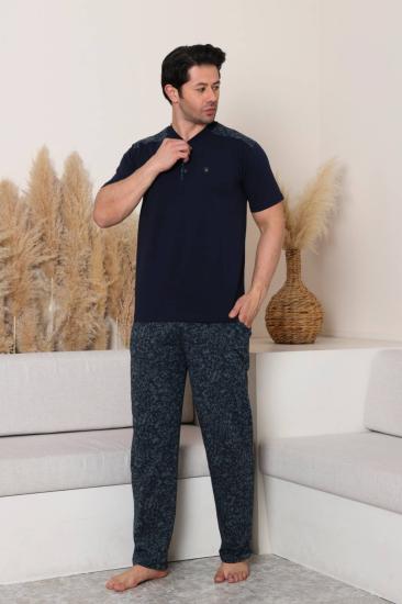 Erkek Pijama Takımı - Yeşil Kamuflaj Desen Likralı Kısa Kollu Penye 1229KYL