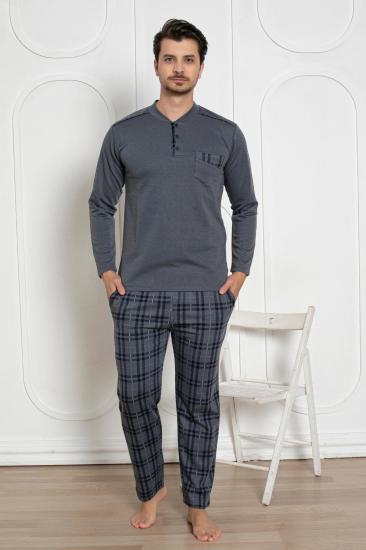 Erkek Pijama Takımı - Füme Kışlık Şardonlu Jakarlı Kumaş 1211UK