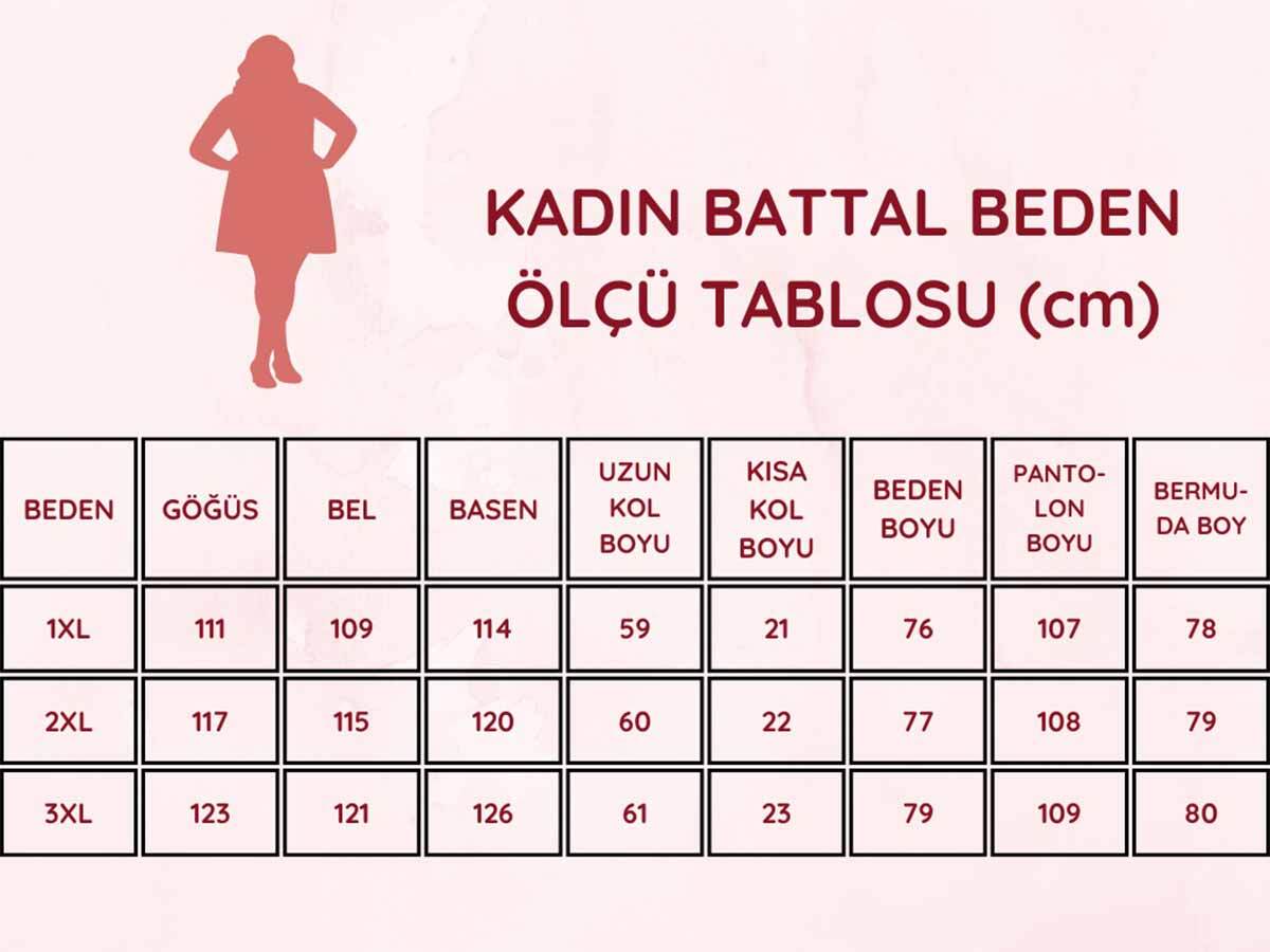Bahar Dalı Siyah BATTAL Bermuda Bayan Pijama Takımı 2735BB