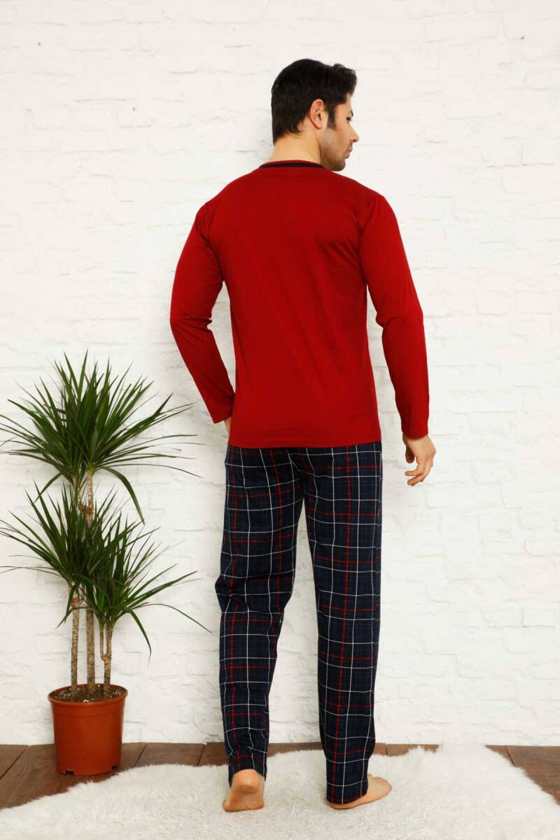 Bordo Ekoseli Uzun Kollu Erkek Pijama Takımı 1167UY