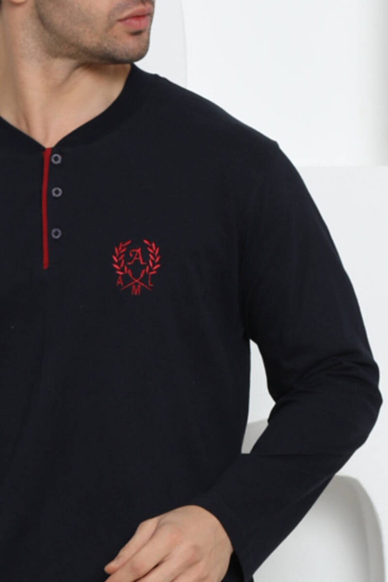 Lacivert Uzun Kollu Penye Erkek Pijama Takımı 1186UY