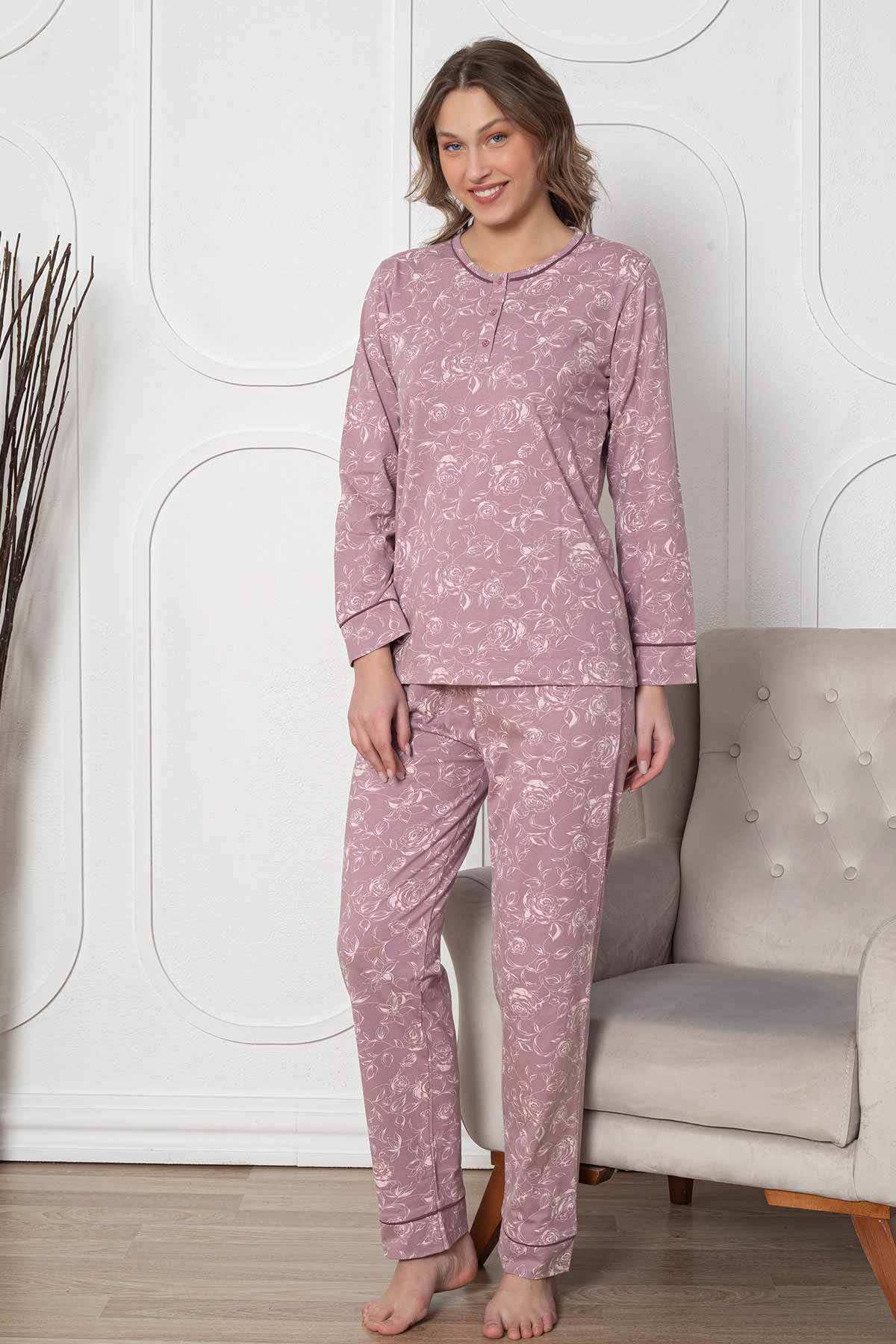 ♡HOOPEY♡  Cool & Sexy Kalp Desenli Düğmeli Şortlu Kadın Pijama Takımı – Yaka