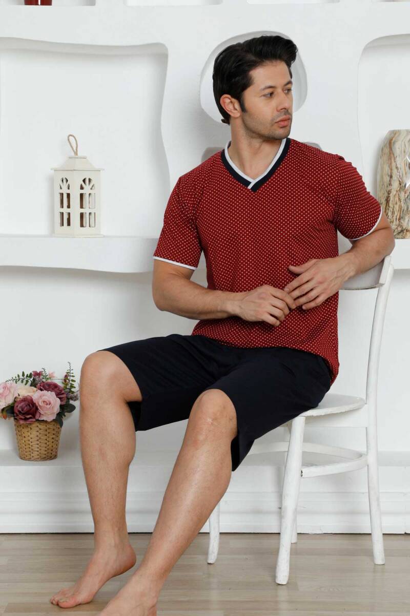 Bordo Şortlu Erkek Pijama Takımı 1199ŞT