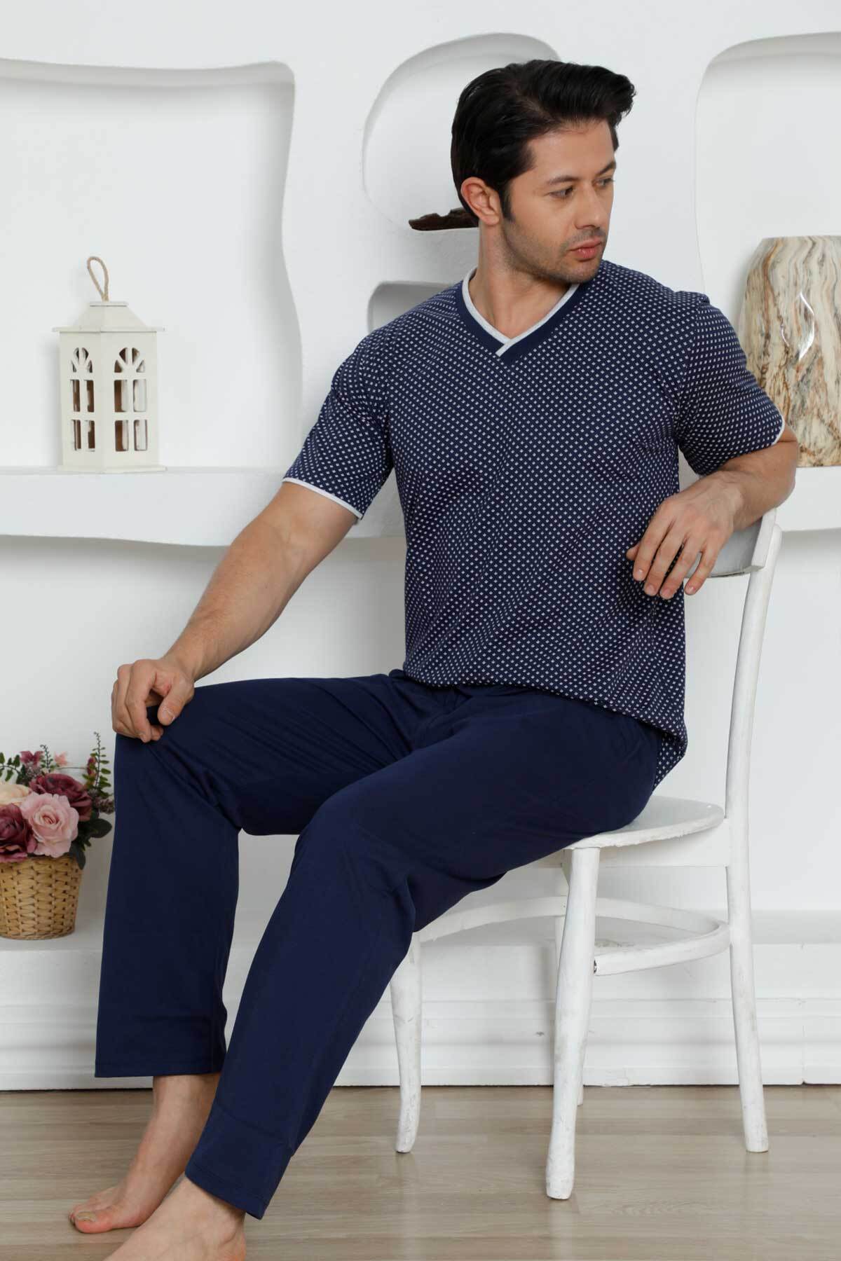 Lacivert Bermuda Erkek Pijama Takımı 1199B