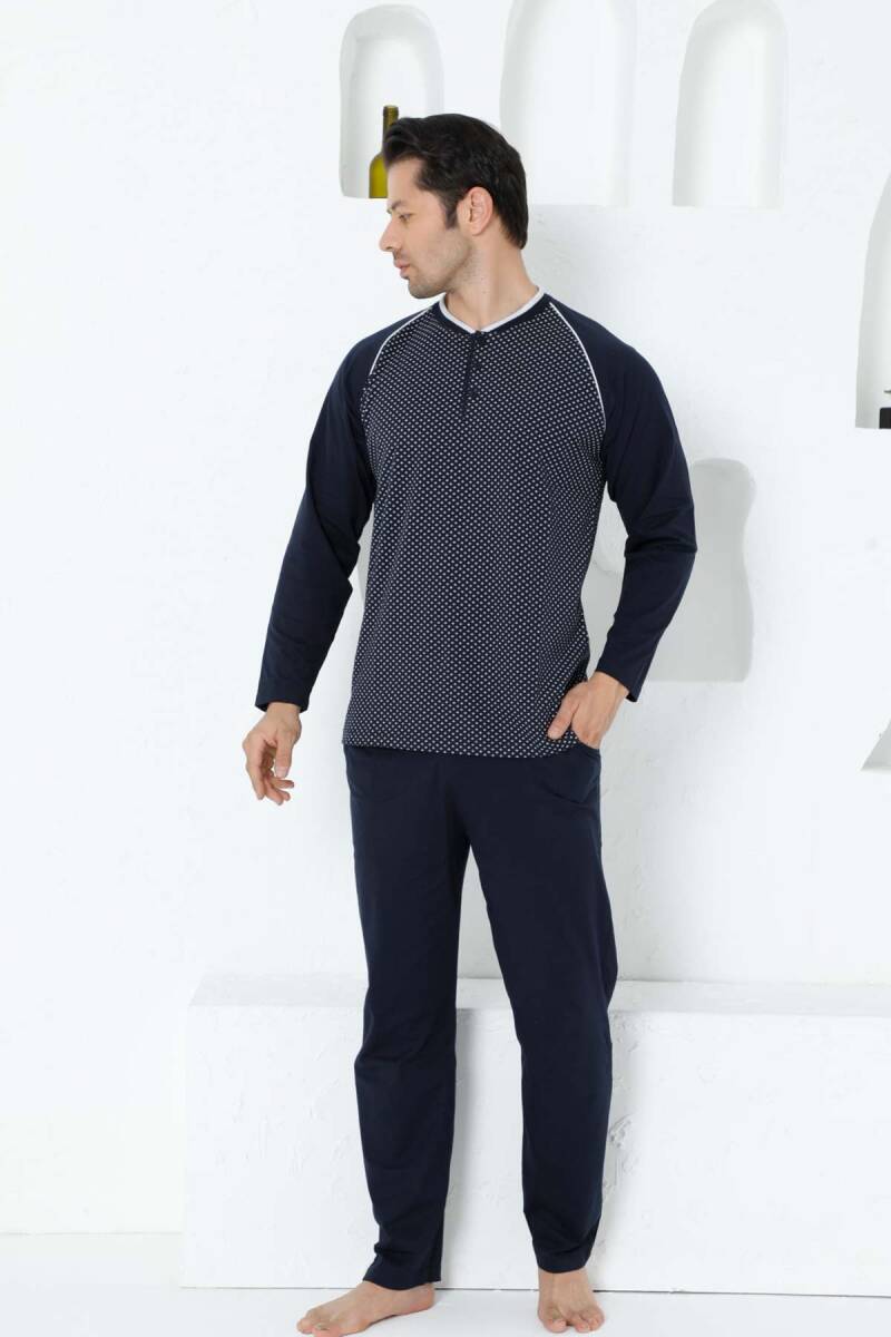 Lacivert Uzun Kollu Erkek Pijama Takımı 1200UY