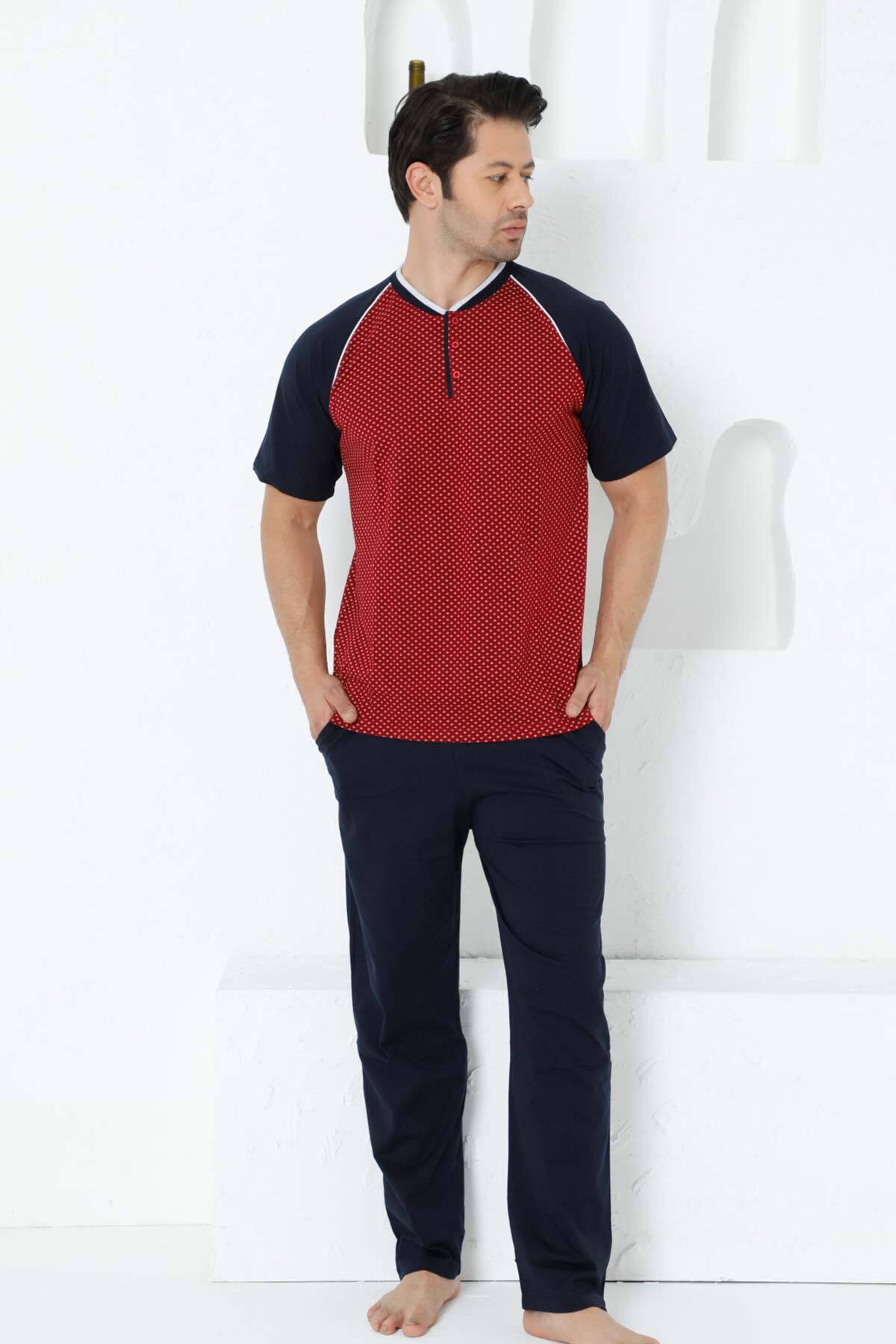 Bordo Kısa Kollu Erkek Pijama Takımı 1200KY