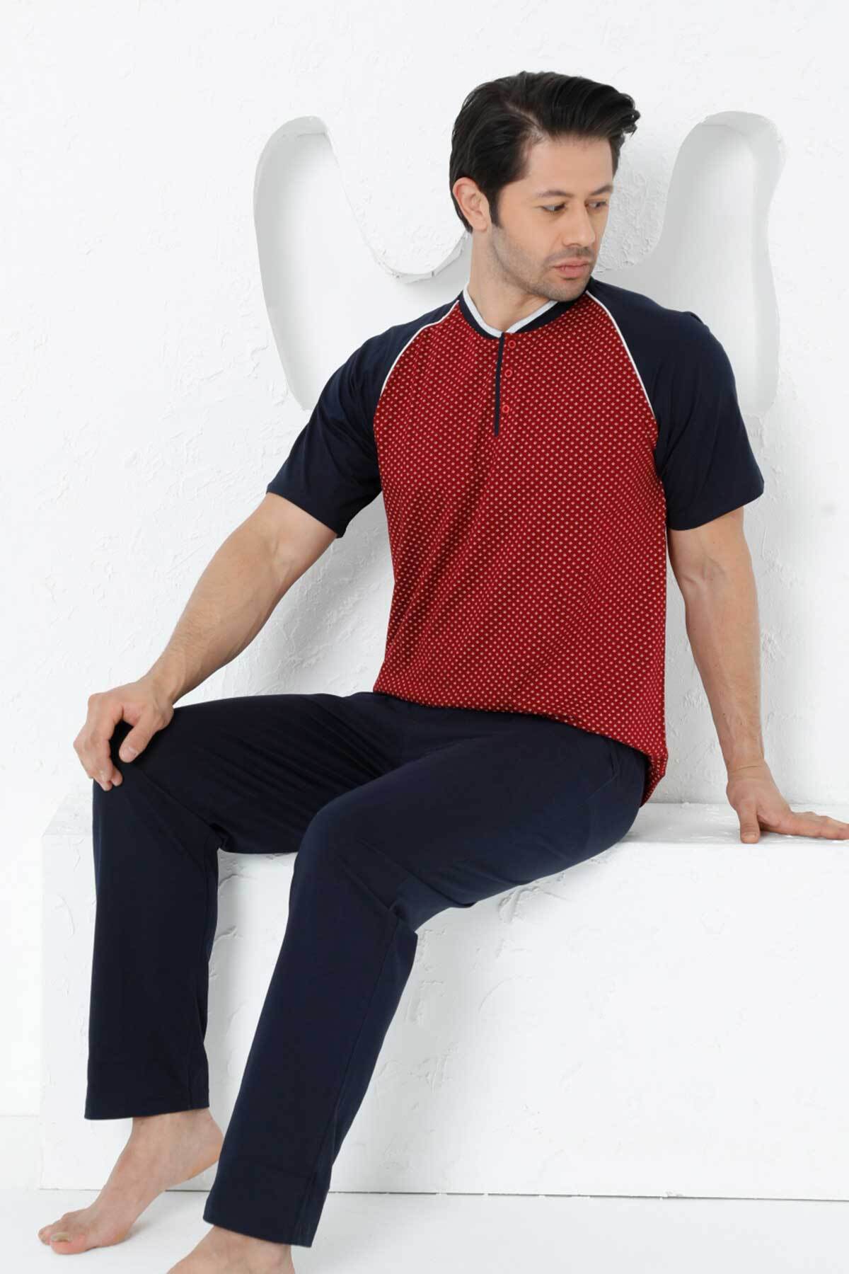 Bordo Kısa Kollu Erkek Pijama Takımı 1200KY