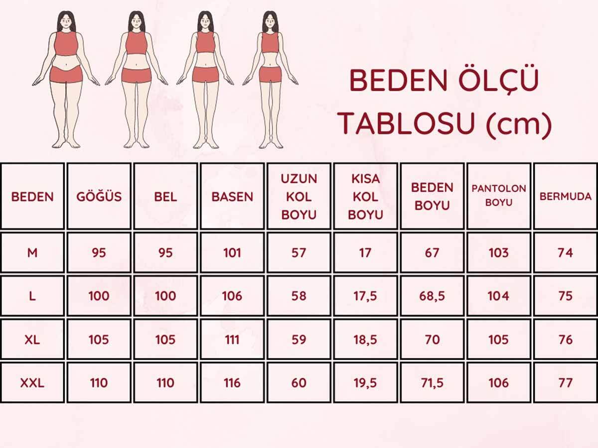 Ekru Üç Düğmeli Nakışlı Bayan Pijama Takımı 2790KY