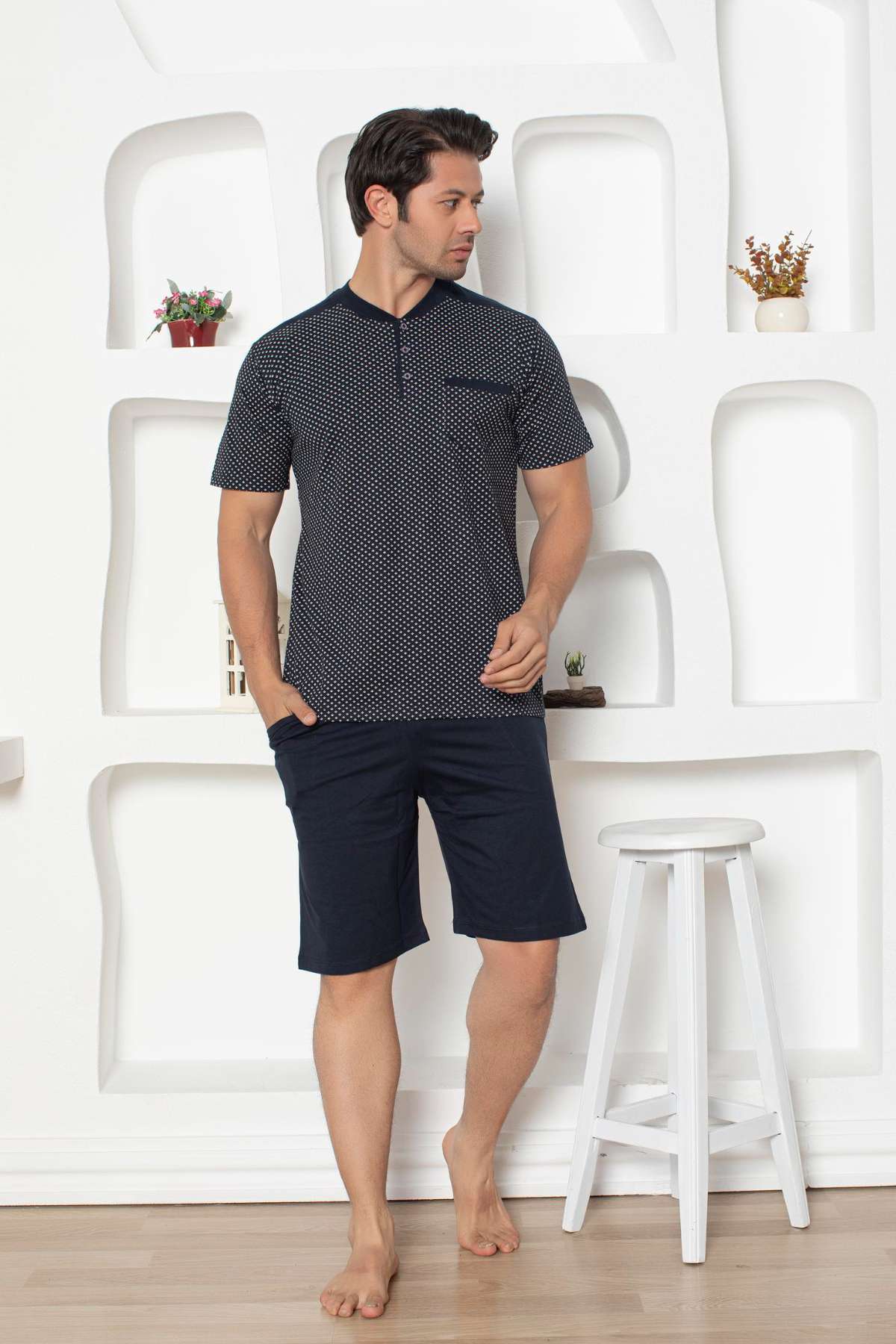 Lacivert  Erkek Şort Takımı 1203ŞT