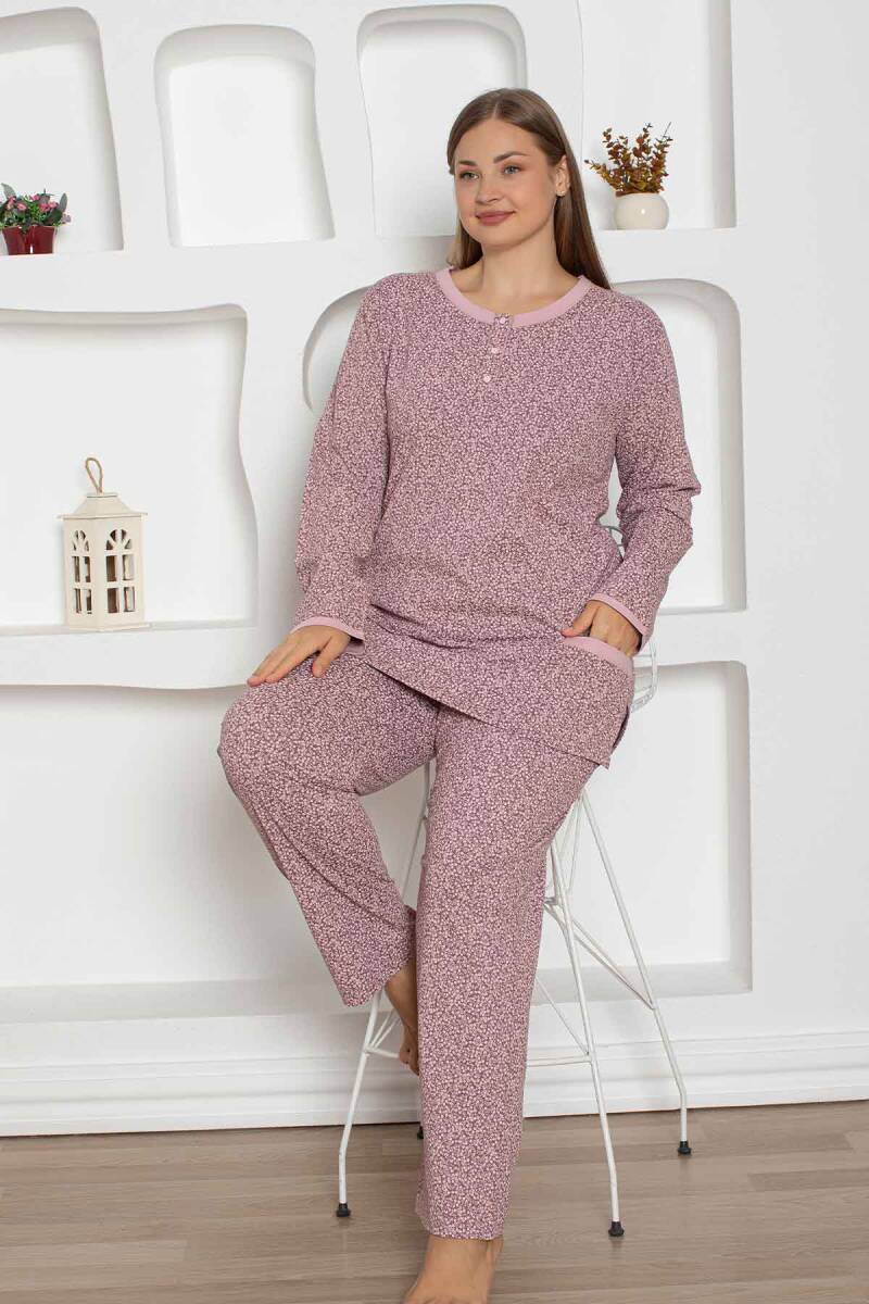 Gül Kurusu Cepli Büyük Beden Bayan Pijama Takımı 2798UYB