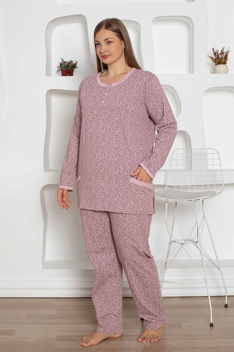 Gül Kurusu Cepli Büyük Beden Bayan Pijama Takımı 2798UYB