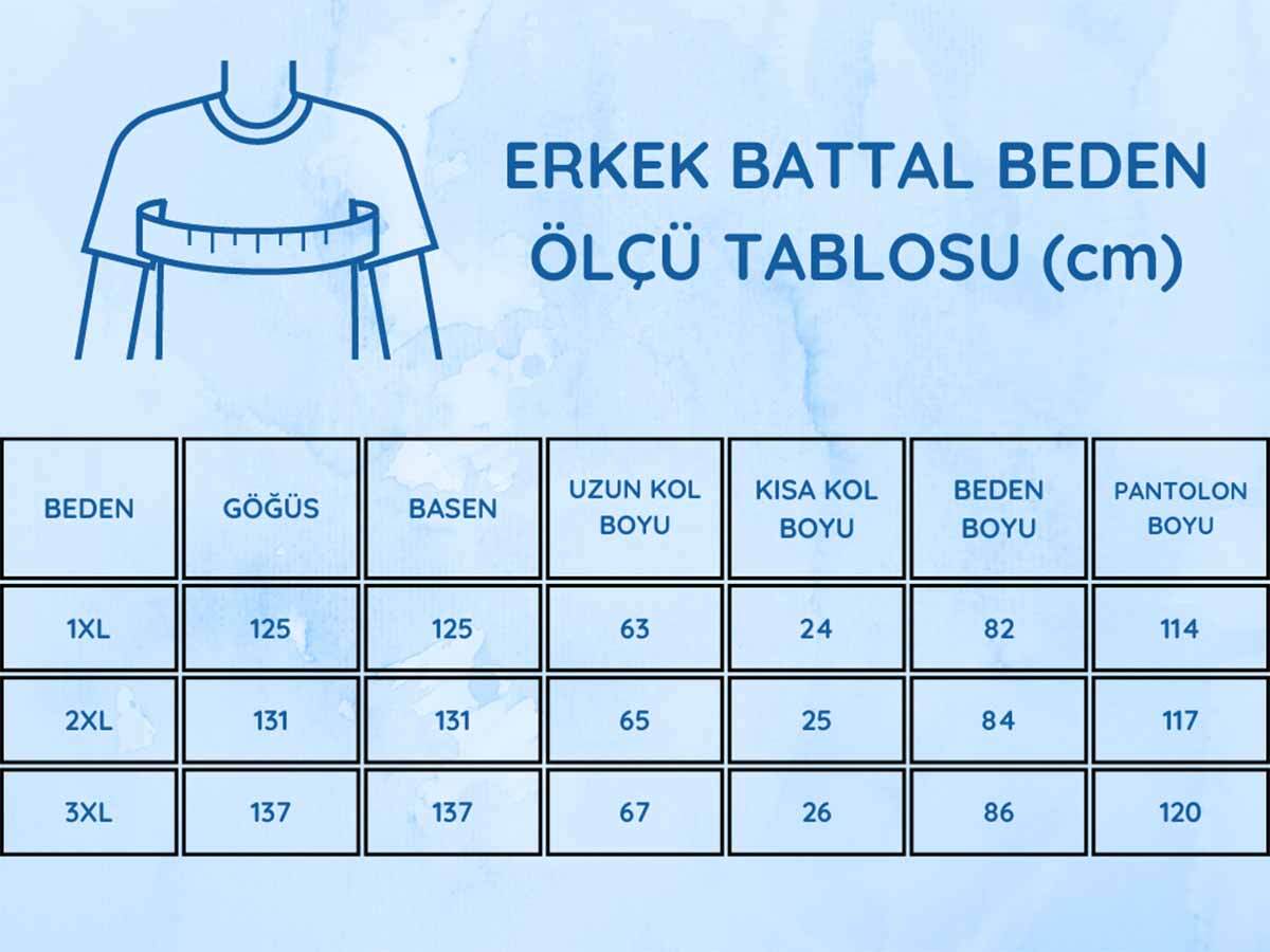 Büyük Beden Erkek Pijama Takımı - İndigo Arma Nakışlı Likralı Penye 1194KYB