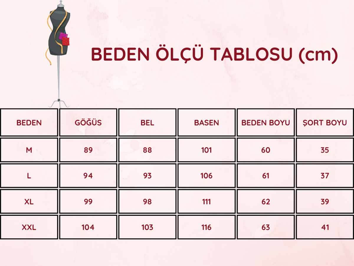 Kadın Pijama Takımı - Gülkurusu Puantiyeli Önden Düğmeli Bermuda Likralı 2828B
